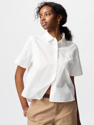 Womens Cotton Short Shirt White Medium UNIQLO US Product Image