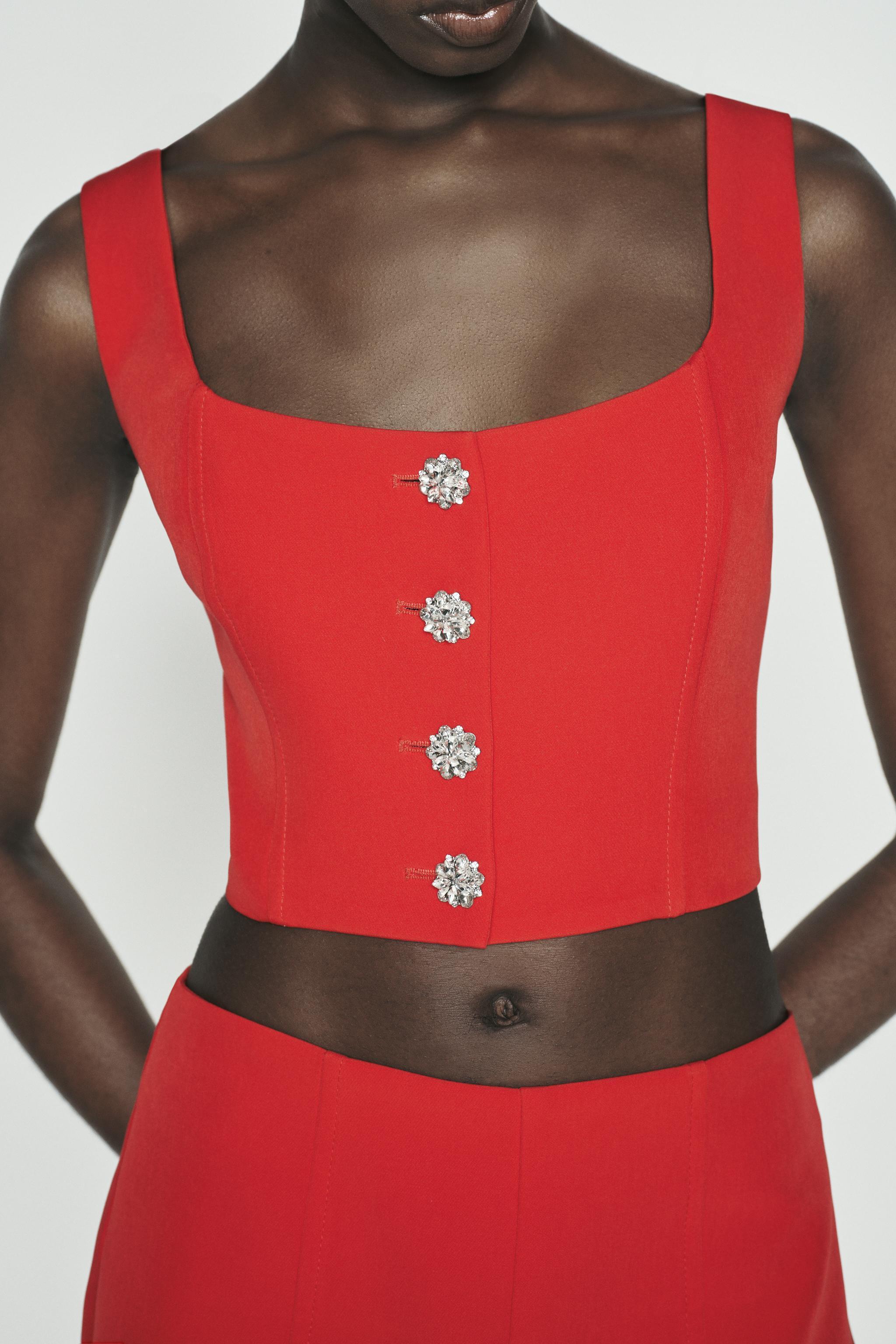 JEWEL BUTTON BUSTIER TOP Product Image