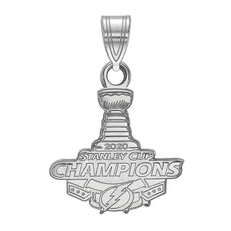 LogoArt Sterling Silver Tampa Bay Lightning 2020 Stanley Cup Champions Small Pendant, Womens Product Image