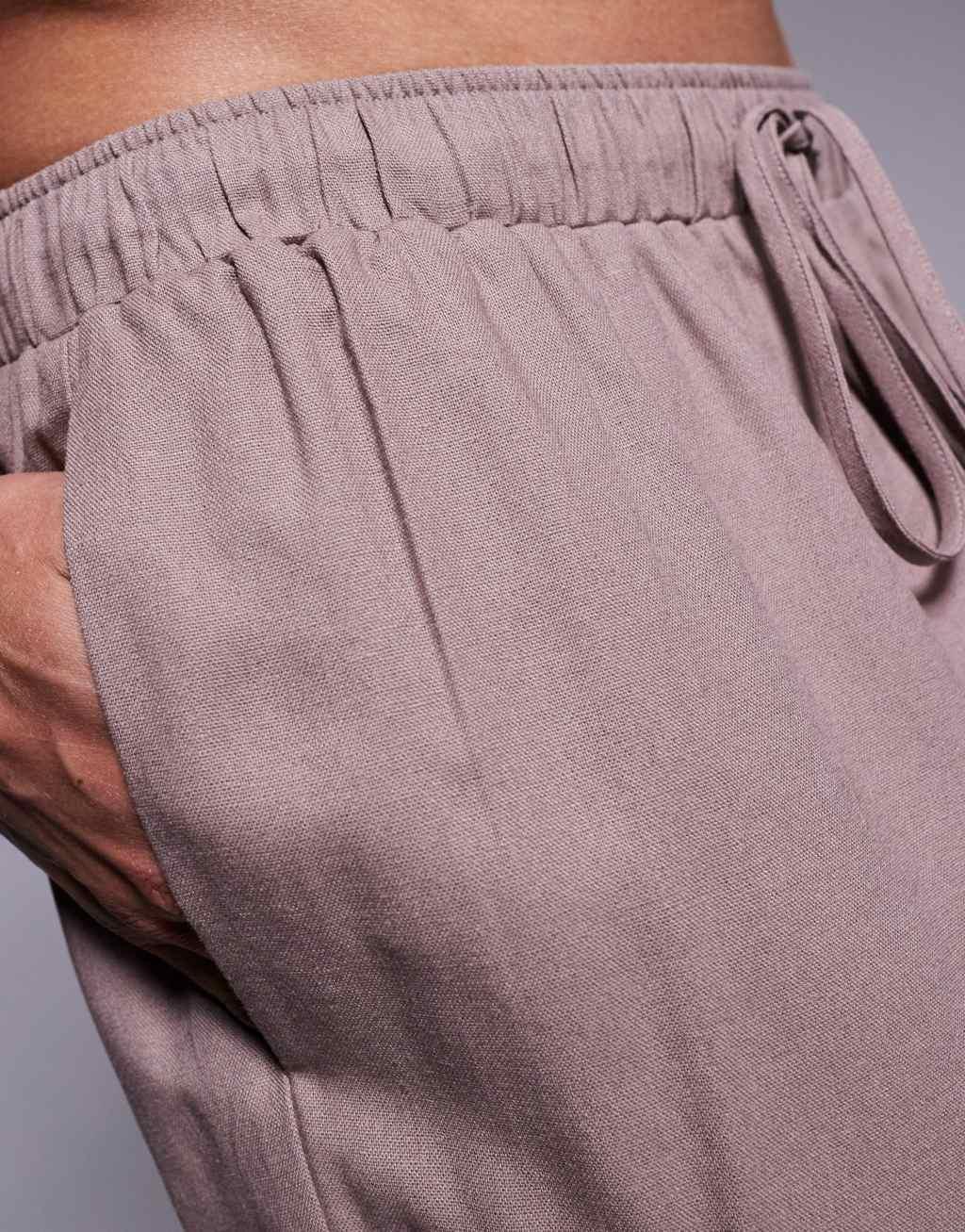 South Beach linen blend beach shorts in taupe - part of a set Product Image