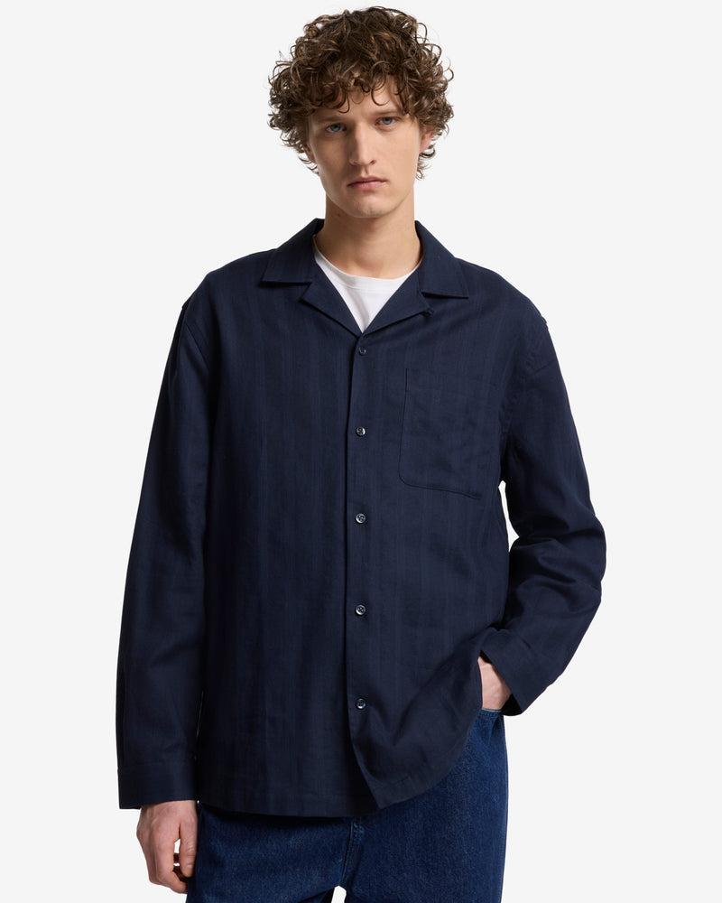 Linen Blend Long Sleeve Camp Shirt Product Image