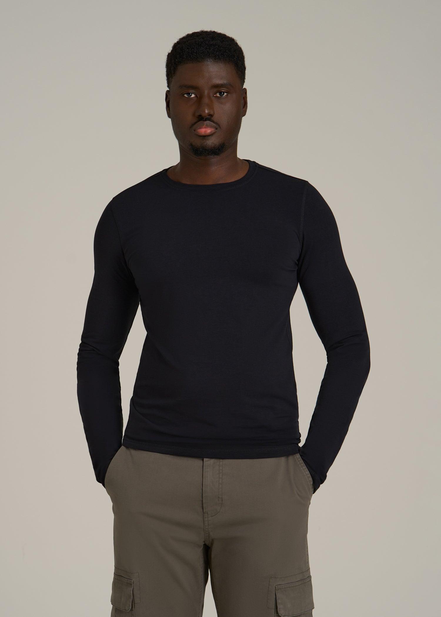 The Essential SLIM-FIT Long Sleeve Tee for Tall Men in Black Male Product Image