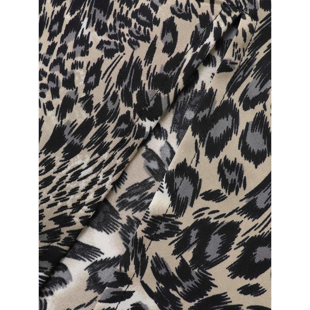 Plus Size Cowl Neck Leopard Print Maxi Dress Leopard Women Elegant Slit Cowl Neck Sleeveless Curvy BloomChic 22-24/3X Product Image