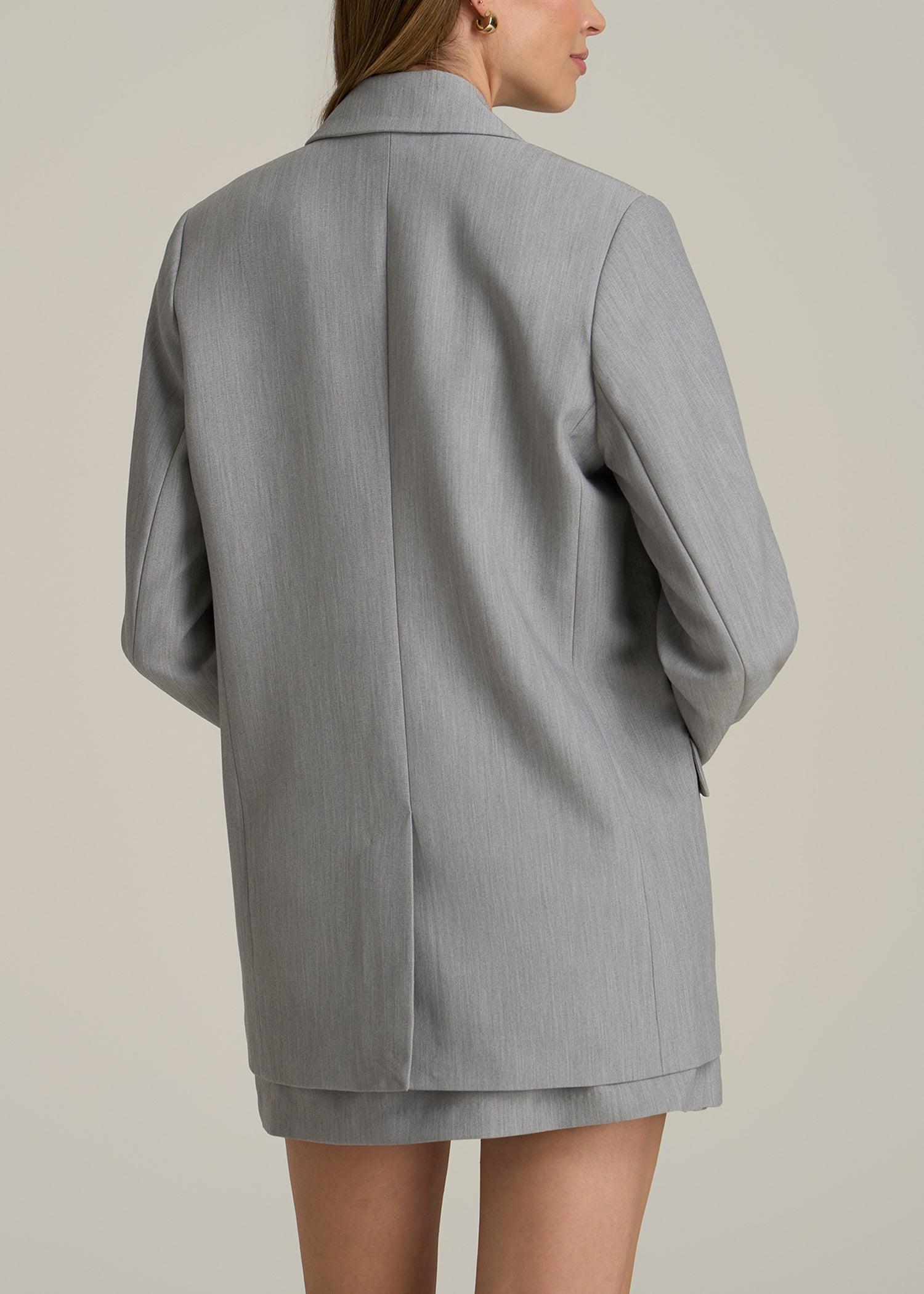 Boyfriend Fit Single-Button Blazer for Tall Women in Ash Grey Mix Female Product Image