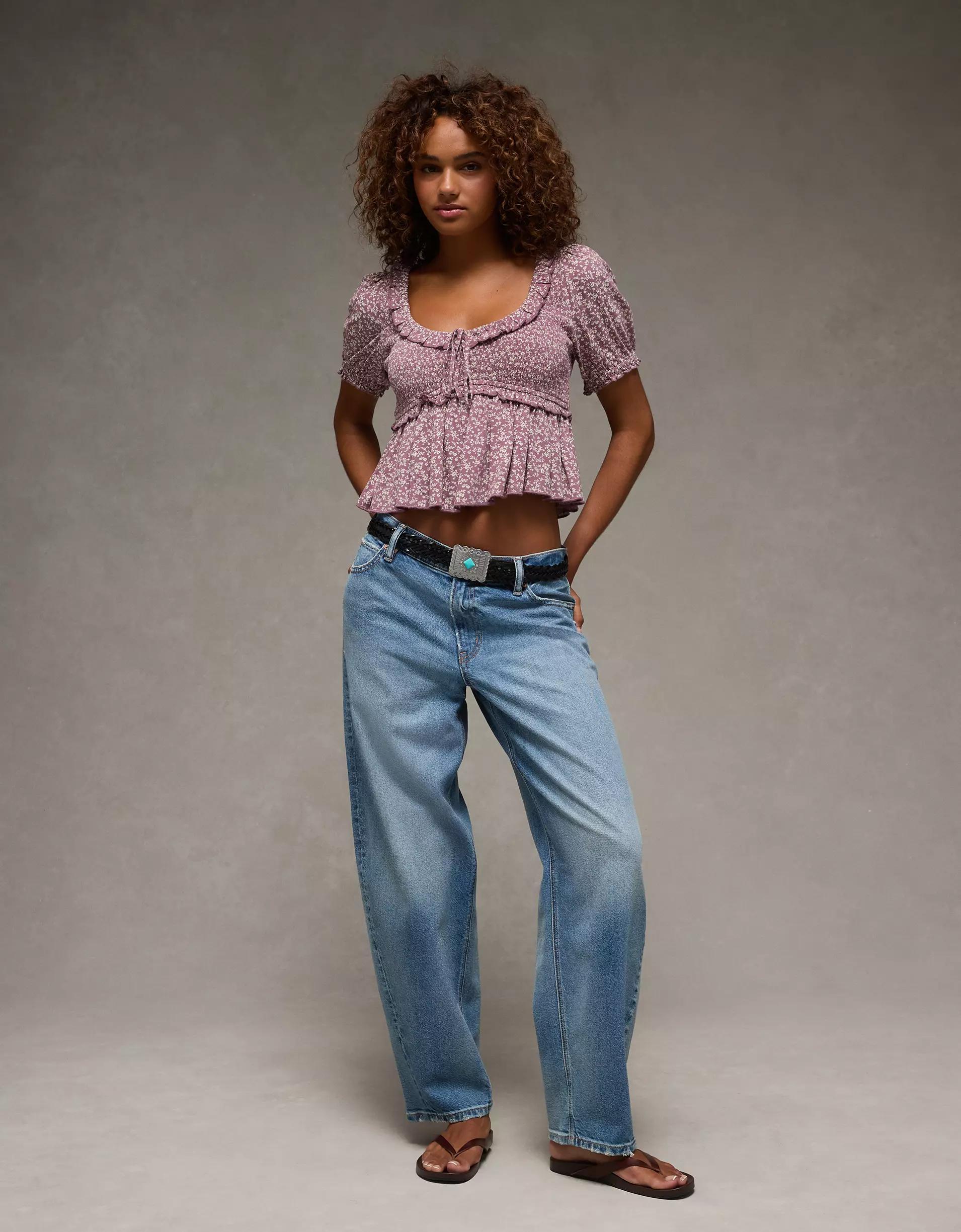 AE Smocked Babydoll Blouse Product Image