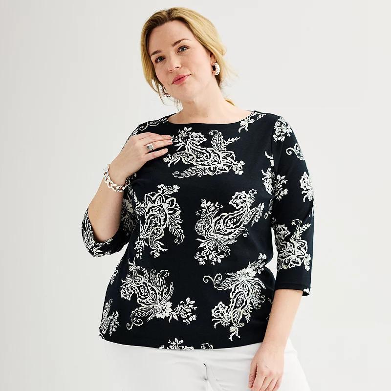 Plus Size Croft & Barrow Boatneck Top, Womens Product Image