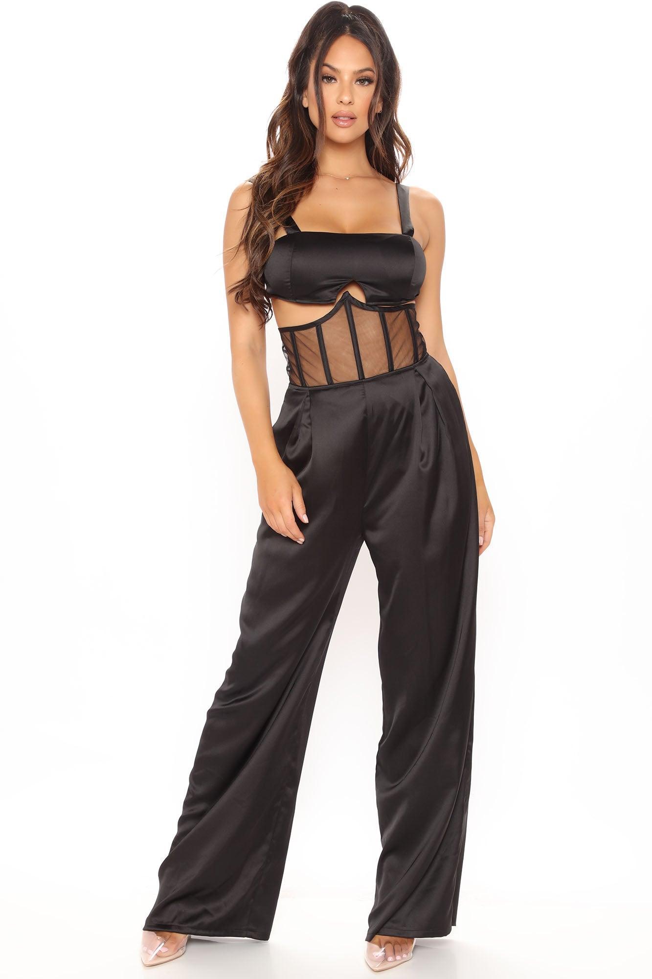 Bare Necessities Wide Leg Pant Set - Black Product Image