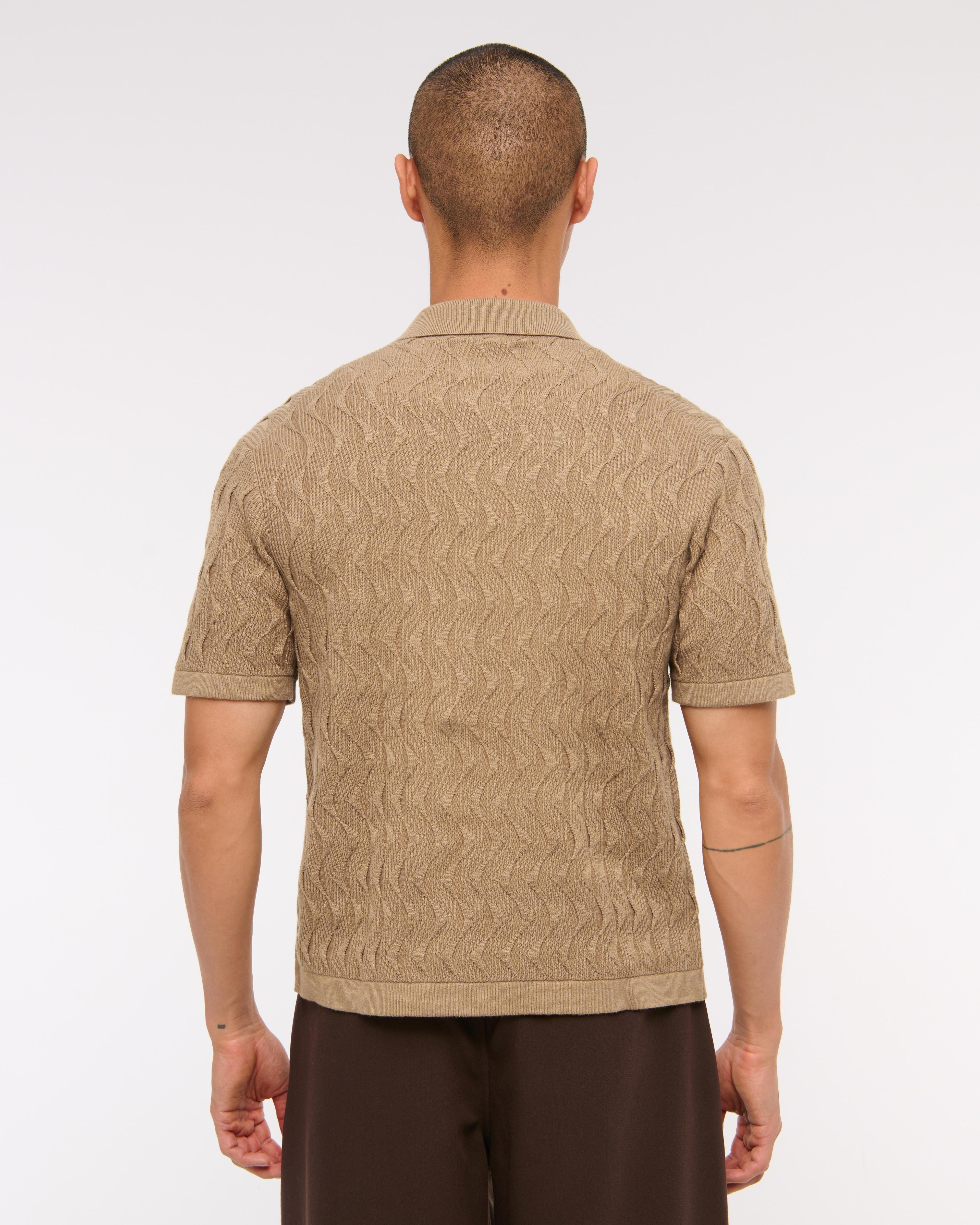 Geometric Stitch Button-Through Sweater Polo Product Image