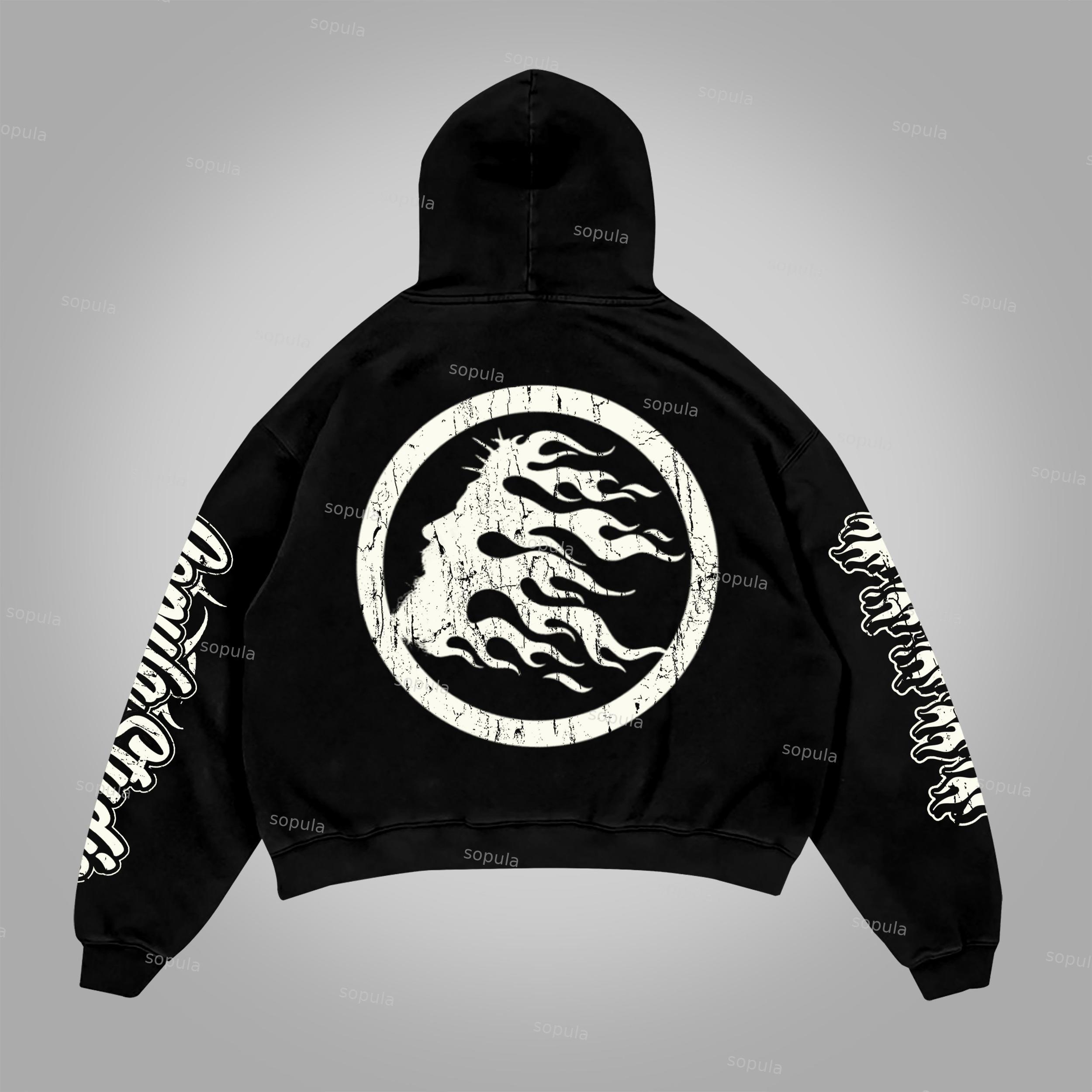 Sopula Are You Alive Or Just Existing Vintage Graphics Cotton Pocket Hoodie Product Image