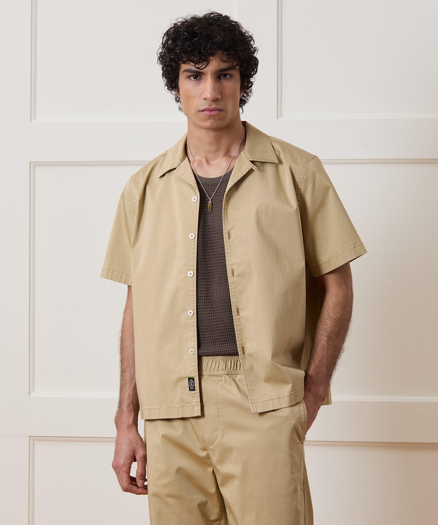 Cropped Poplin Camp Collar Shirt Product Image
