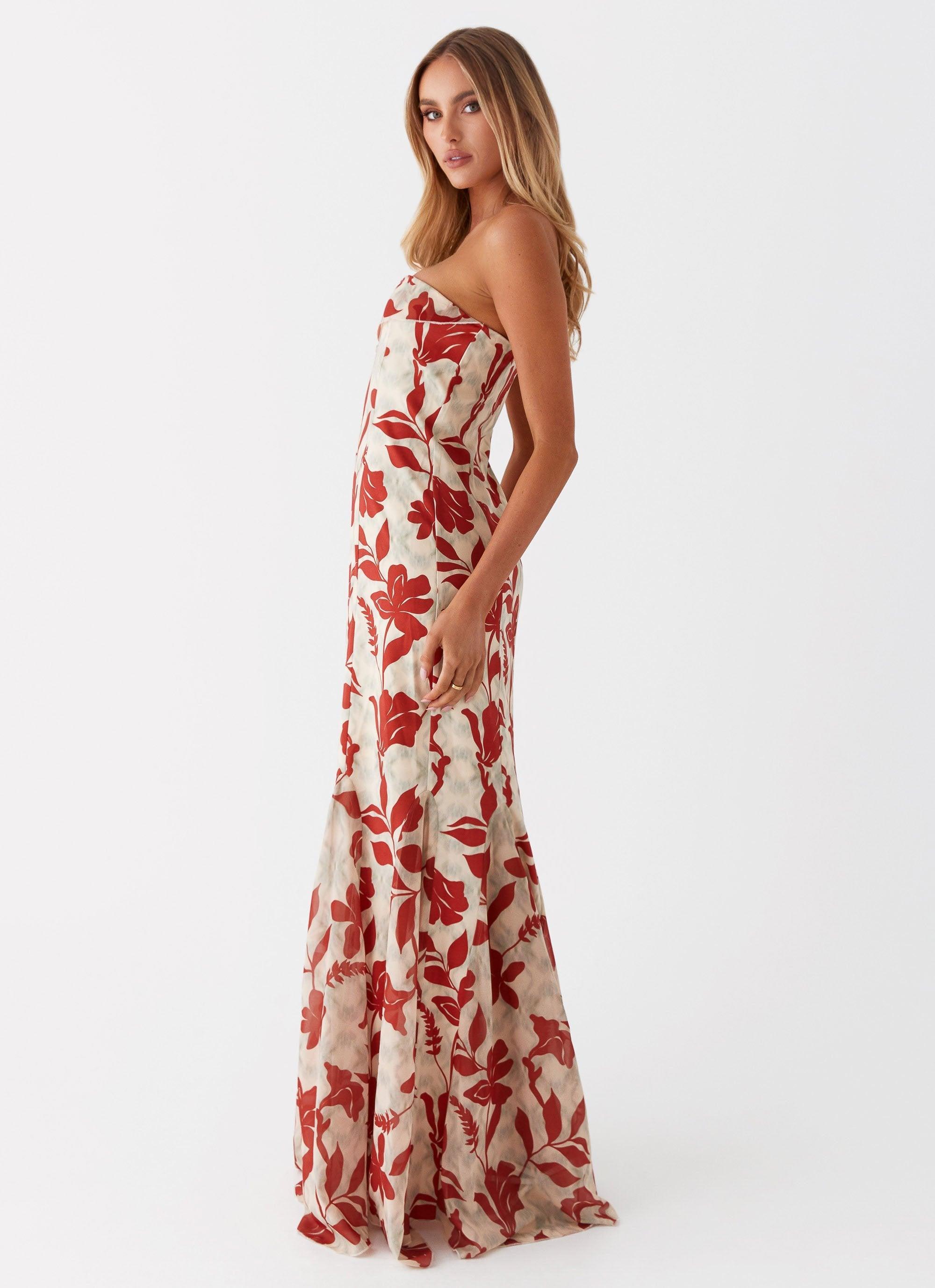 Willa Maxi Dress - Red Green Floral Product Image