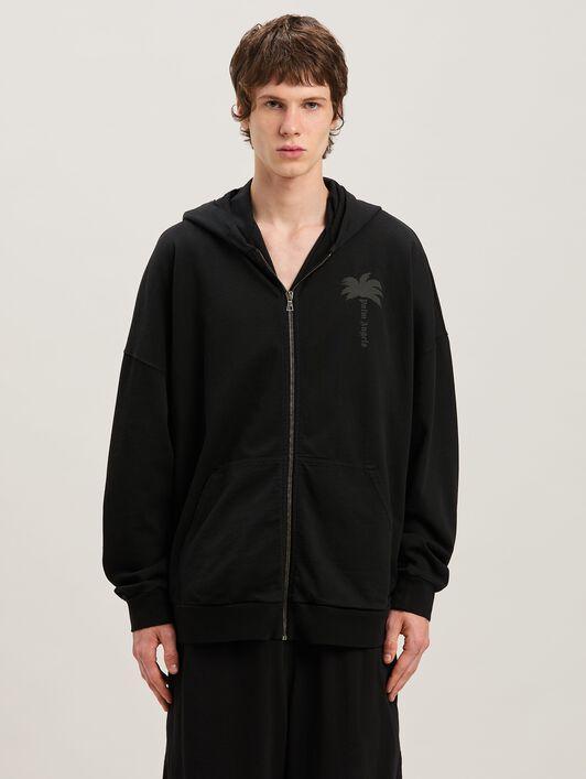 PALMS ZIPPED HOODY VINTAGE BLACK - VINTA Product Image