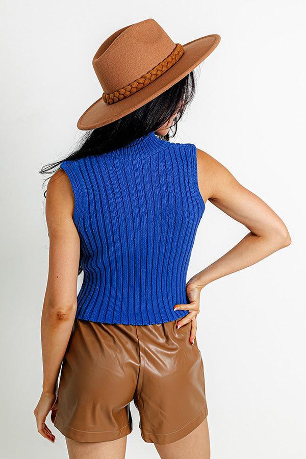 On A Journey Knit Top In Cobalt Blue Product Image