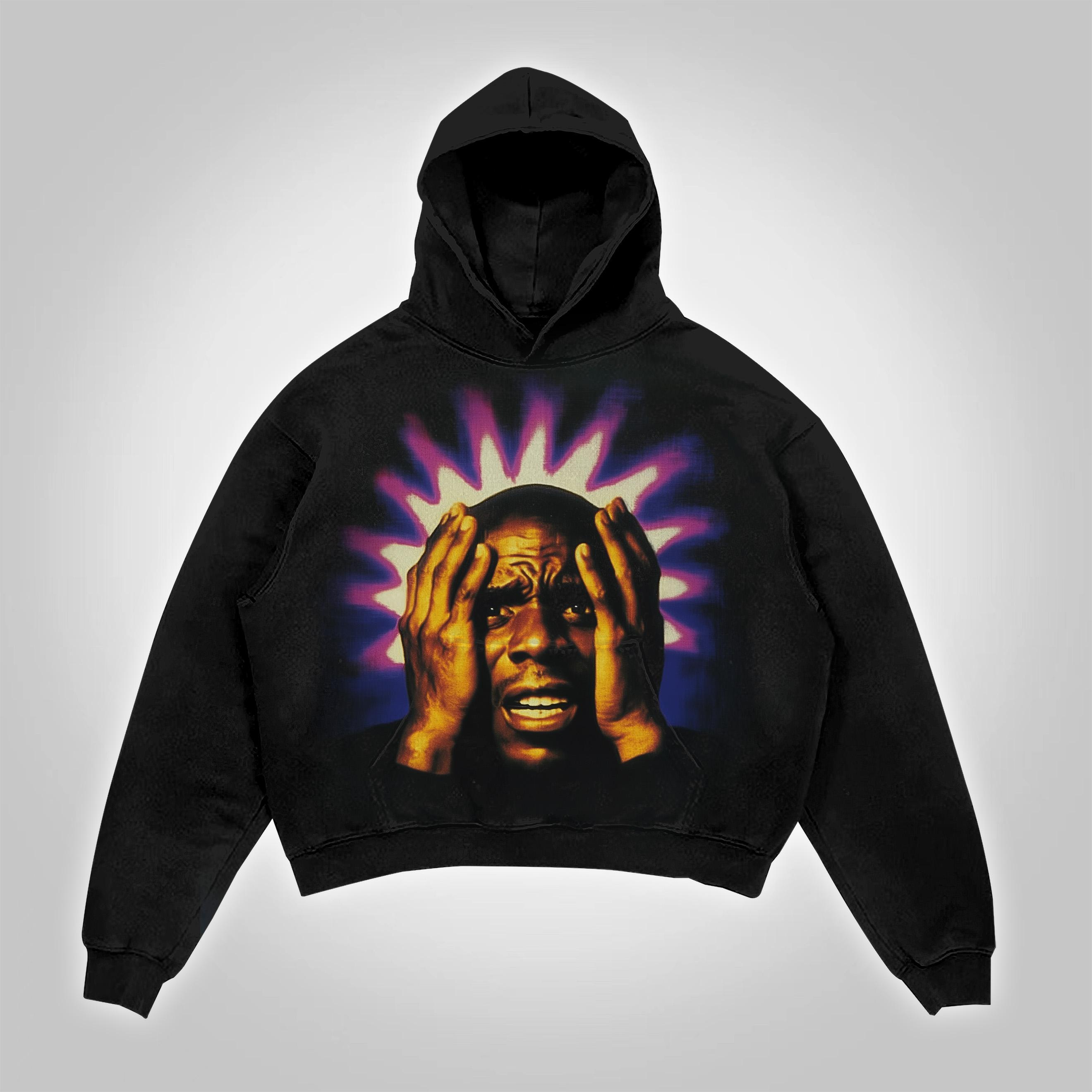 Sopula Emotional Breakdown. Head About To Explode. Vintage Graphic Of Character Portrait Pocket Hoodie Product Image