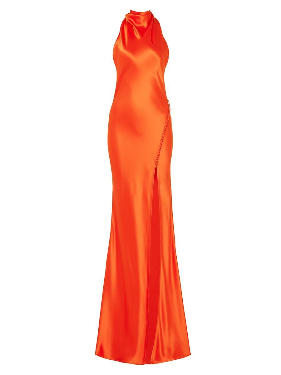 Womens Penelope Satin Halterneck Gown Size 0 Product Image