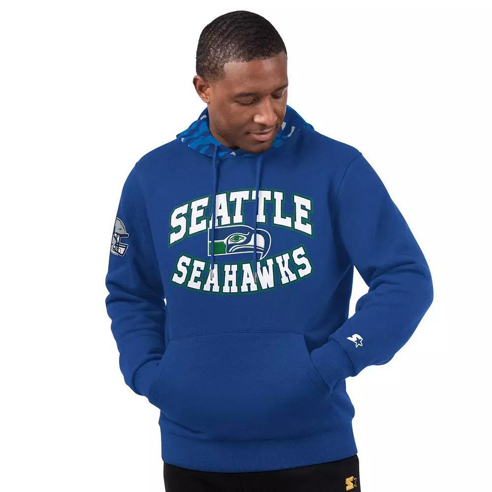 Men's Starter  Royal Seattle Seahawks Thursday Night Gridiron Vintage Logo Pullover Hoodie, Size: 5XL, Blue Product Image
