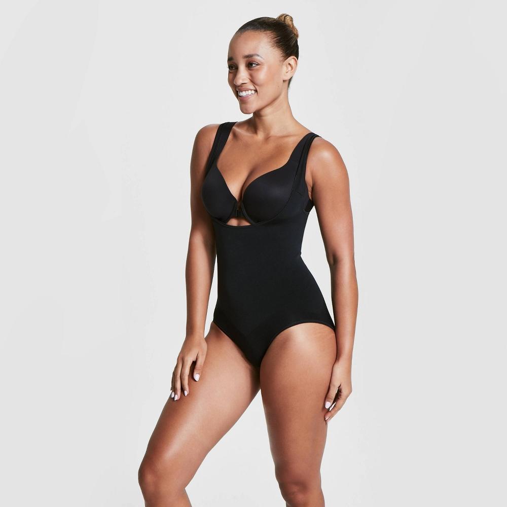 ASSETS by SPANX Womens Remarkable Results Open-Bust Brief Bodysuit - Black XL Product Image