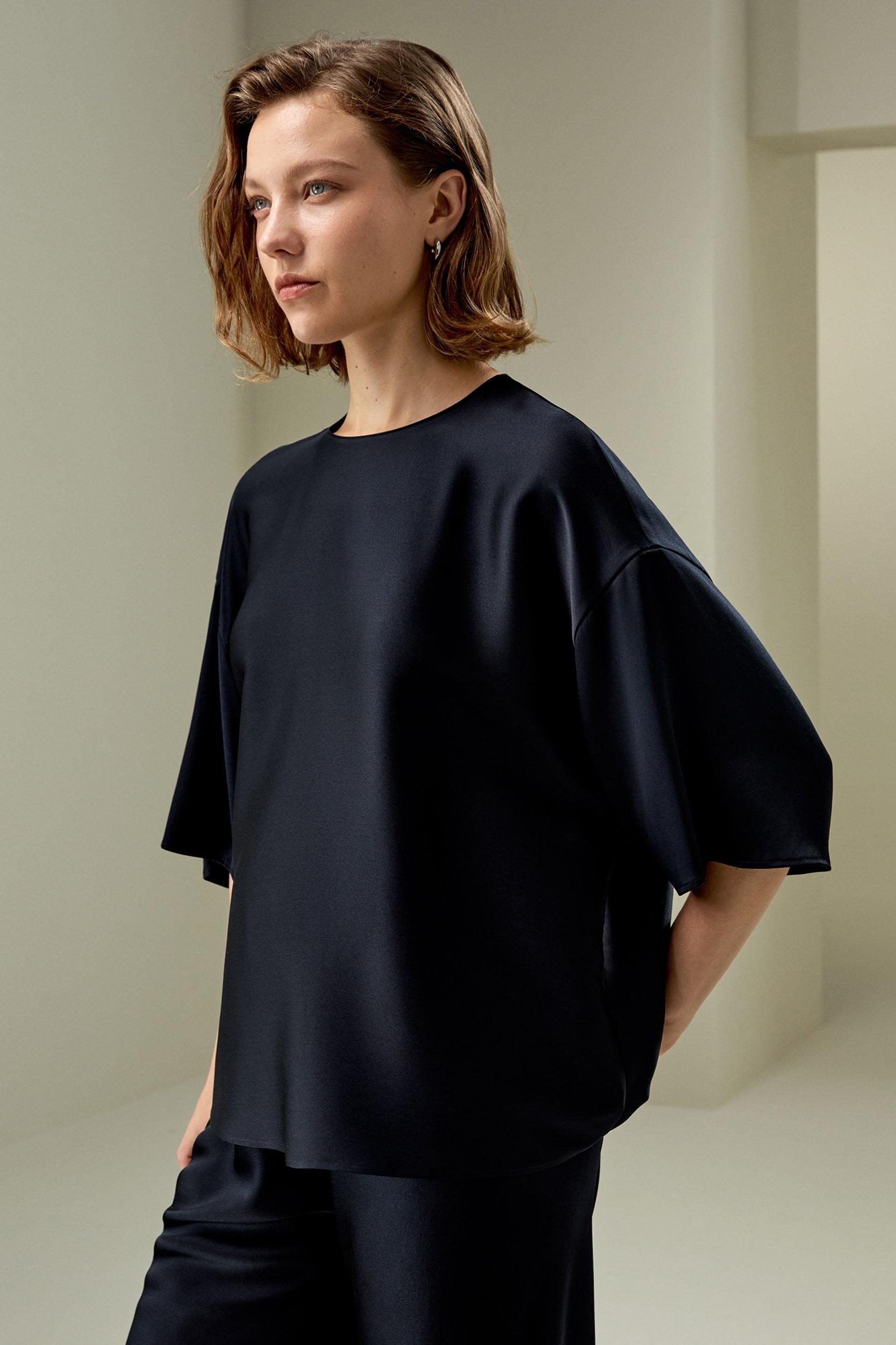 Relaxed Silk Crewneck Blouse Product Image