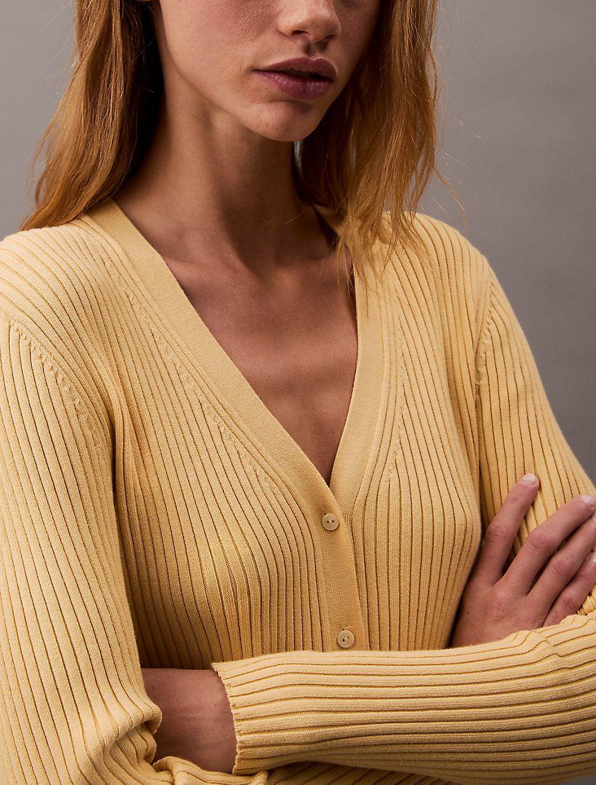 Smooth Cotton Rib Sweater Cardigan Product Image