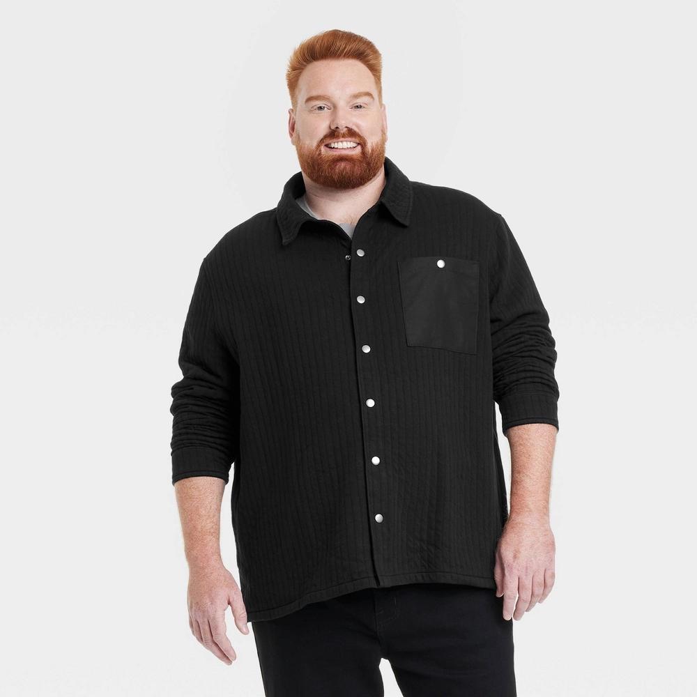 Mens Big & Tall Quilted Knit Shirt Jacket - Goodfellow & Co Black XXLT Product Image