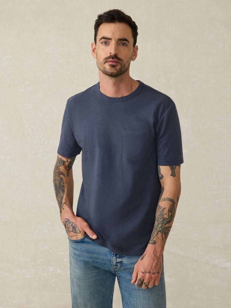 Sunwashed Regenerative Cotton Pocket Tee - Dune Navy Product Image