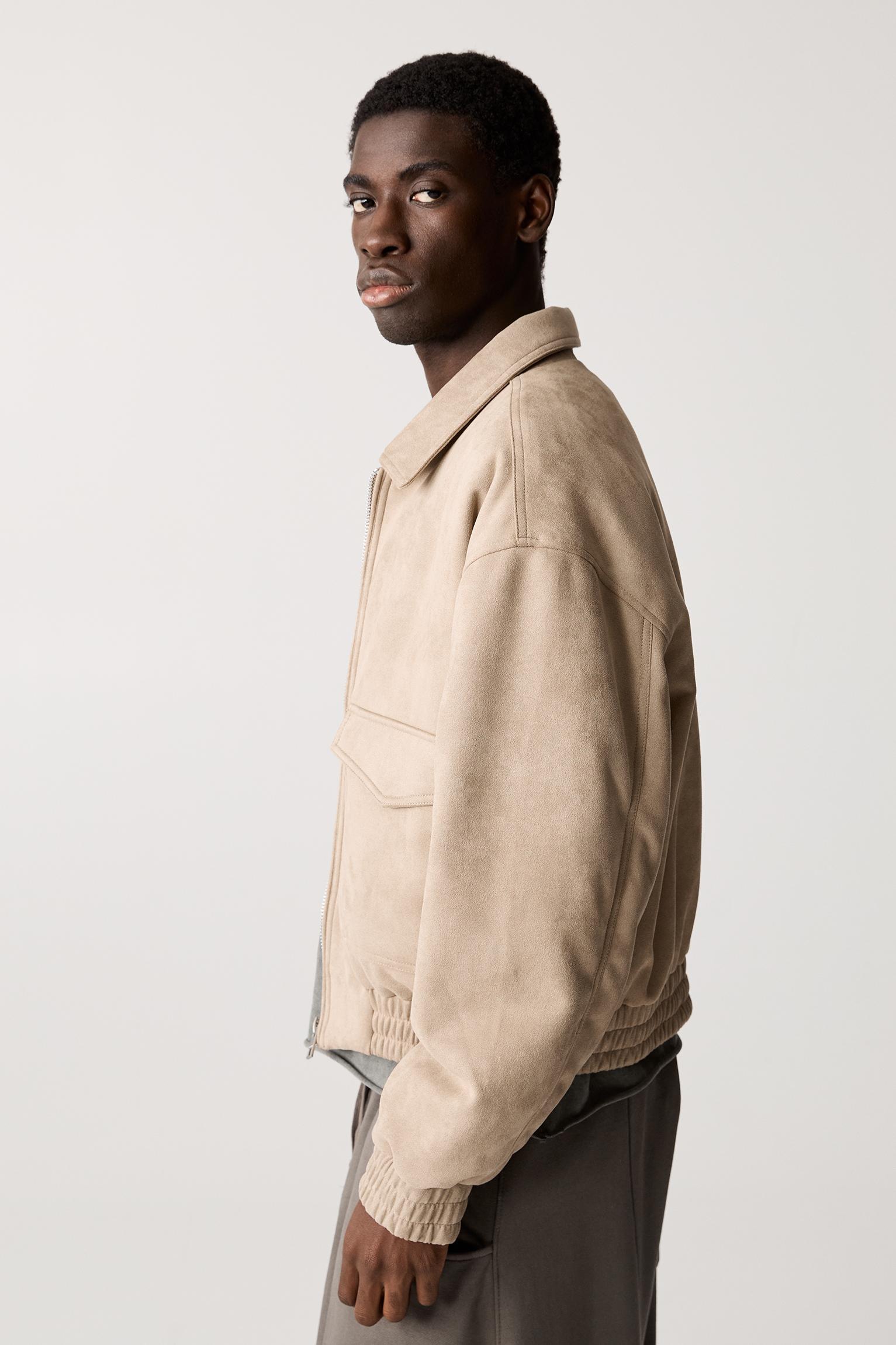 Cropped faux suede jacket Product Image