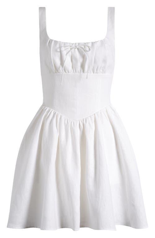 Daria Linen Corset Minidress In White Product Image