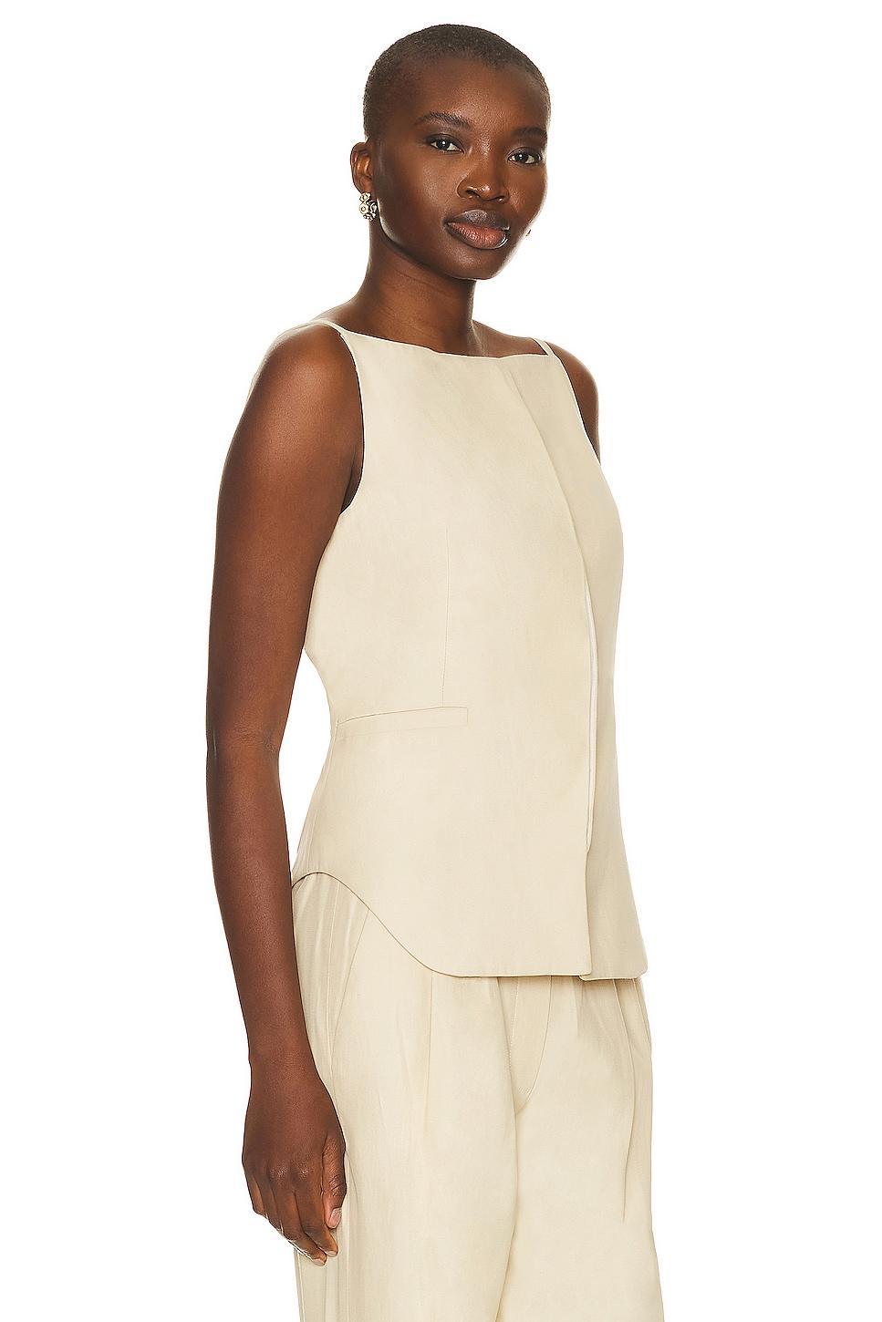 Loulou Studio Mihant Sleeveless Top Beige. (also in L, S, XS). Product Image