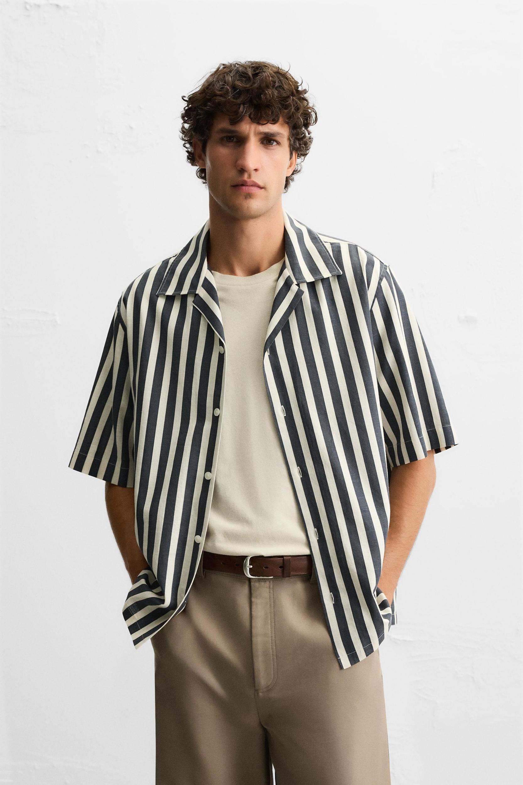 TEXTURED WEAVE STRIPED SHIRT Product Image