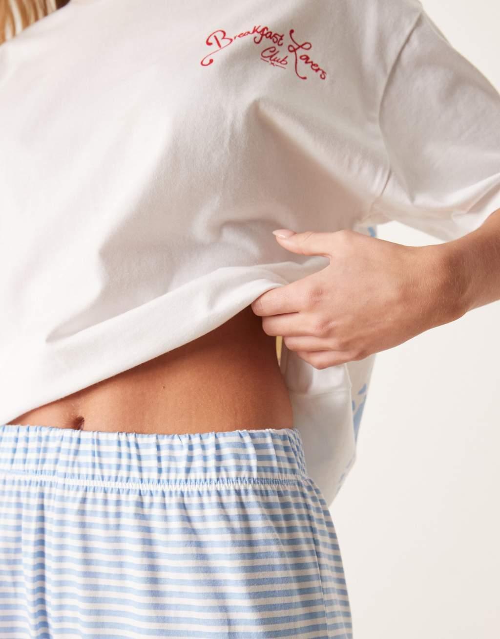 ASOS DESIGN Petite oversized tee & wide leg pants in Breakfast Lovers print Product Image