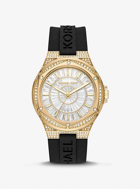 Oversized Lennox Pavé Rose Gold-Tone and Silicone Watch Product Image