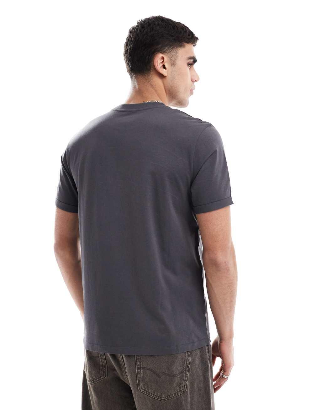 ASOS DESIGN essential crew neck t-shirt with cuffed sleeves in charcoal Product Image