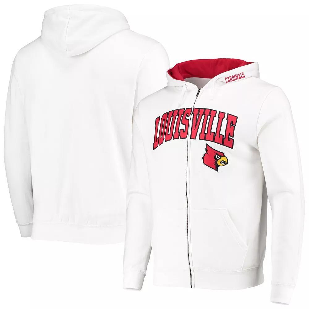 Men's Colosseum White Louisville Cardinals Arch & Logo 3.0 Full-Zip Hoodie,  Product Image