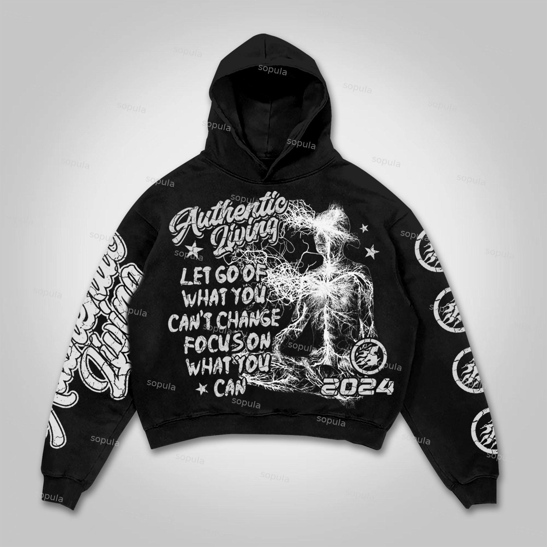 Men's Real Wise Vintage Graphic Cotton Hoodie Product Image