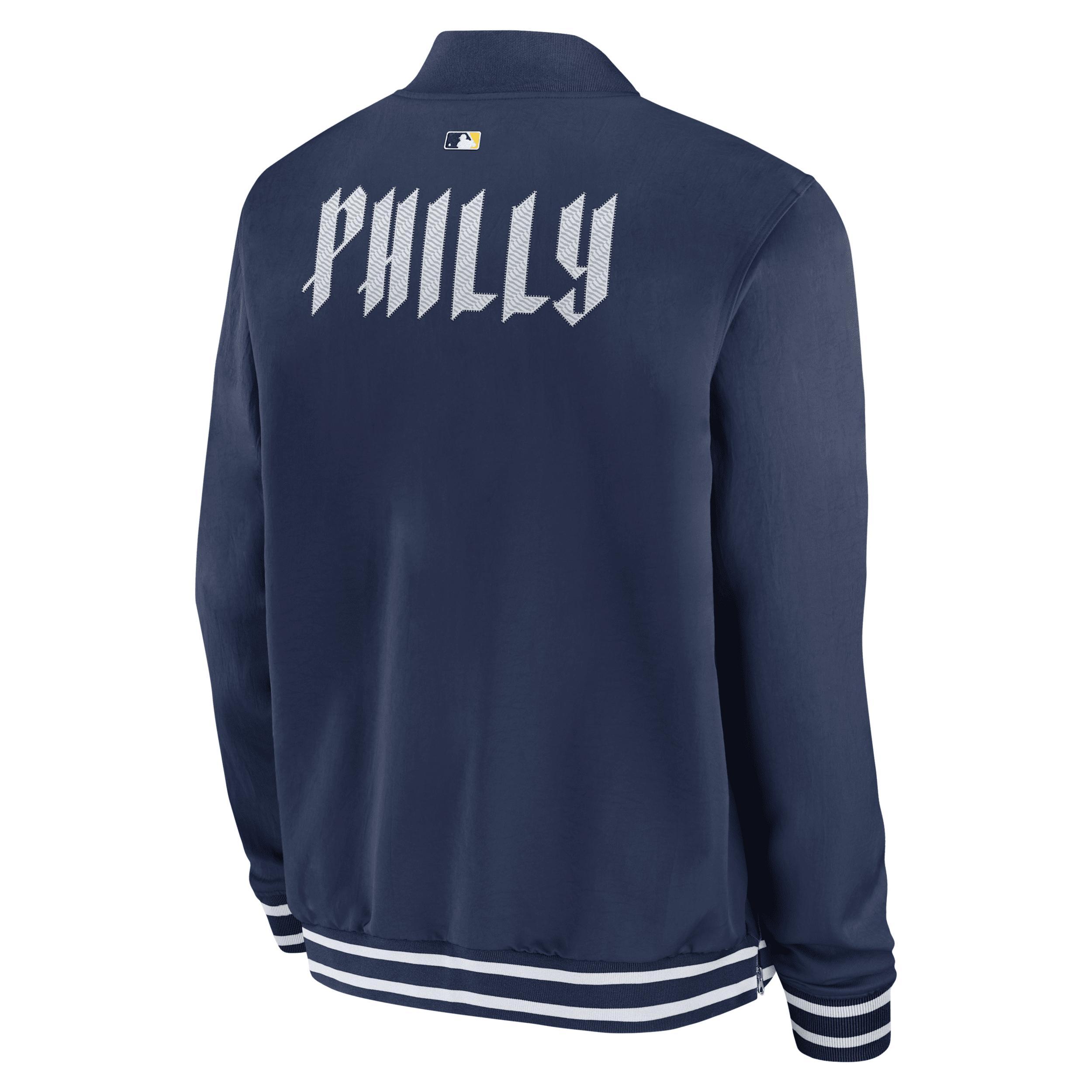 Philadelphia Phillies Authentic Collection City Connect Nike Men's MLB Full-Zip Bomber Jacket Product Image