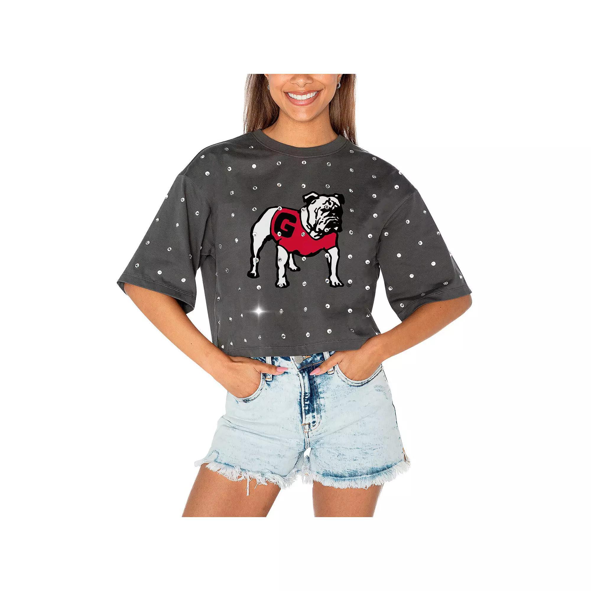 Women's Gameday Couture Gray Georgia Bulldogs Go Time Rhinestone Crop T-Shirt, Size: XL, Grey Product Image