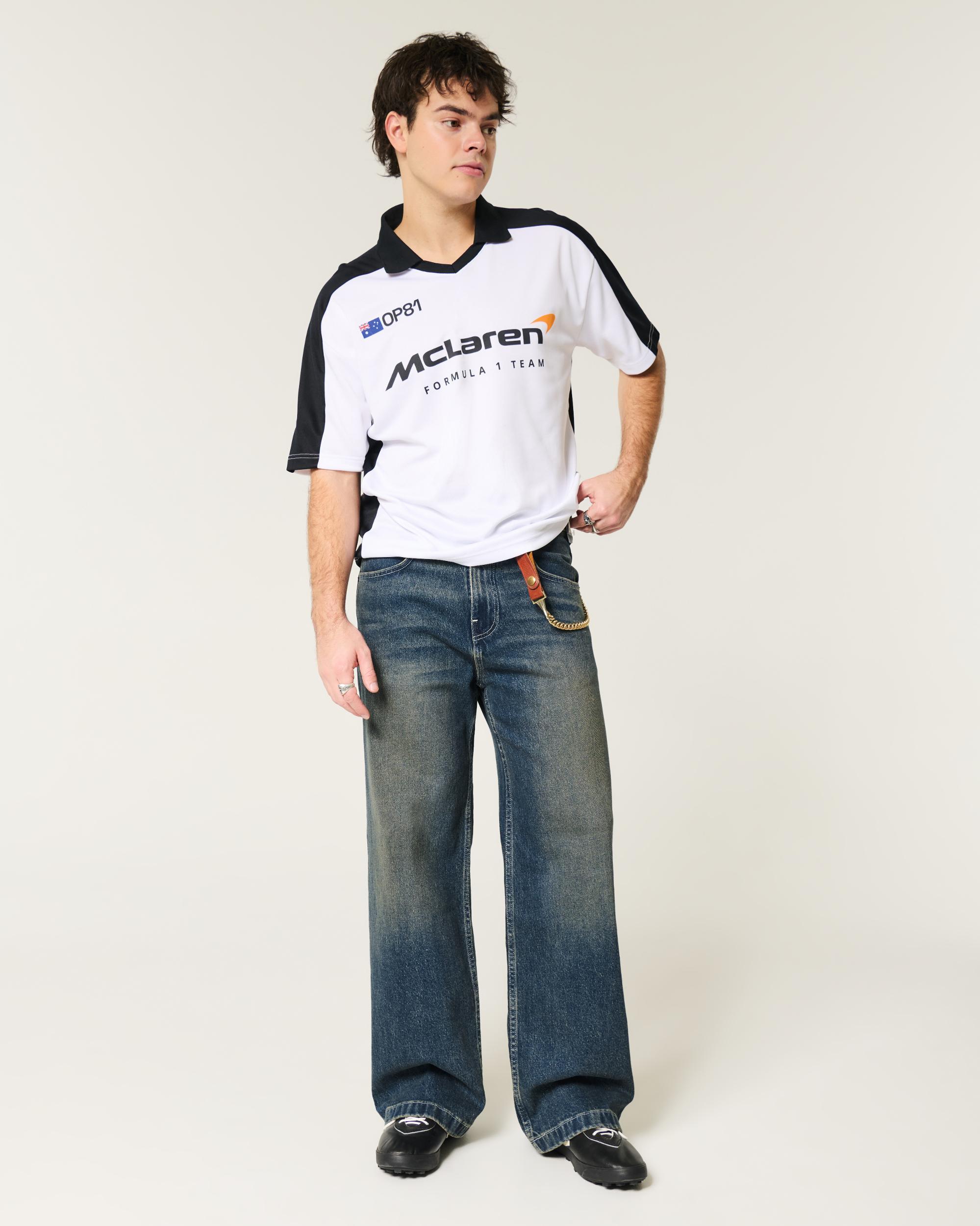 Medium Wash Wolf Graphic Super Baggy Jeans Product Image