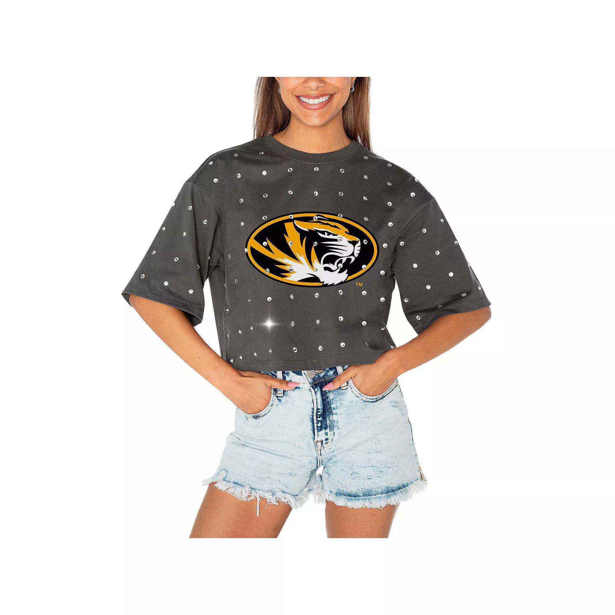 Women's Gameday Couture Gray Missouri Tigers Go Time Rhinestone Crop T-Shirt,  Product Image
