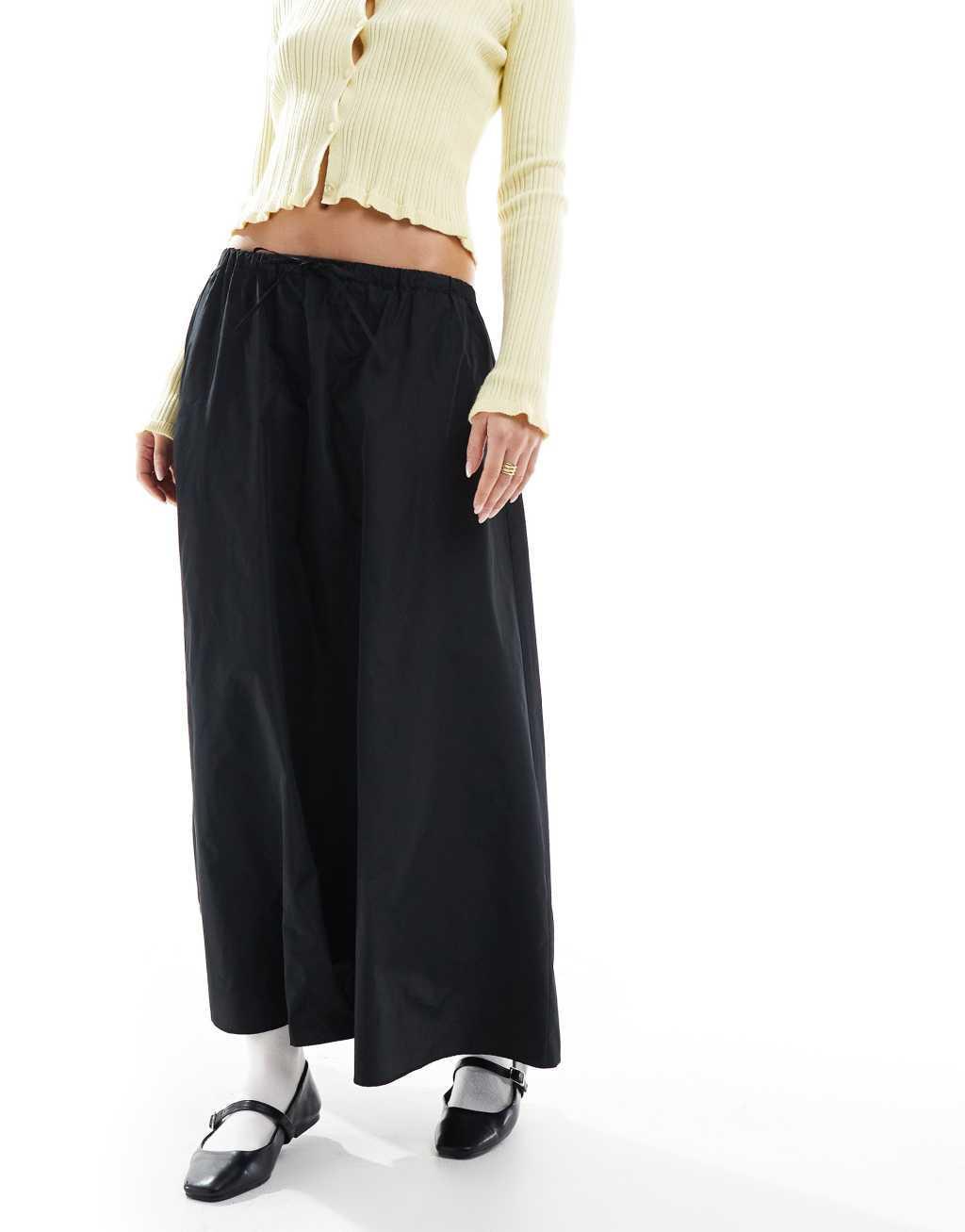ASOS DESIGN a line maxi skirt in taffeta in black Product Image