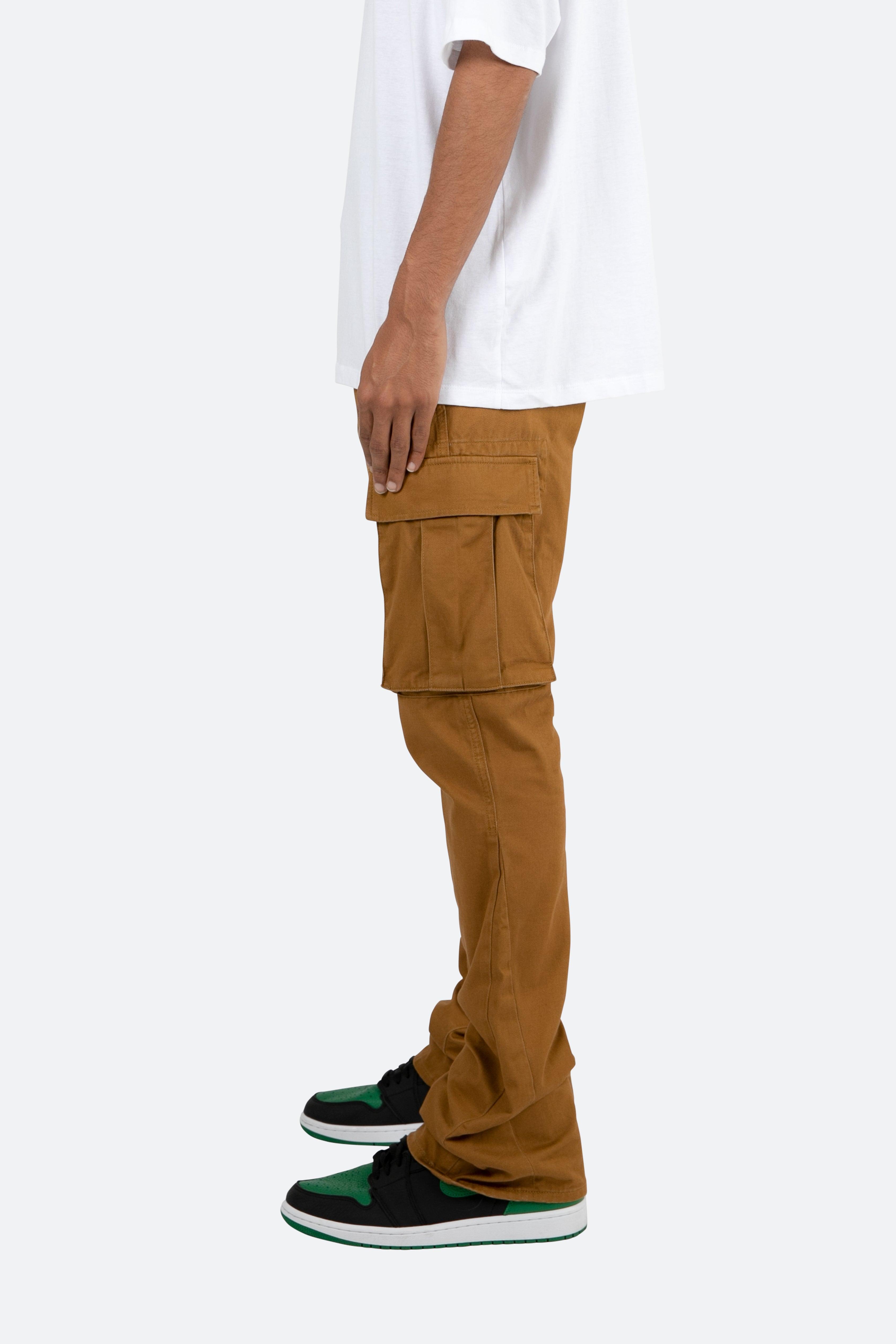 Twill Flare Cargo Pants - Brown Product Image