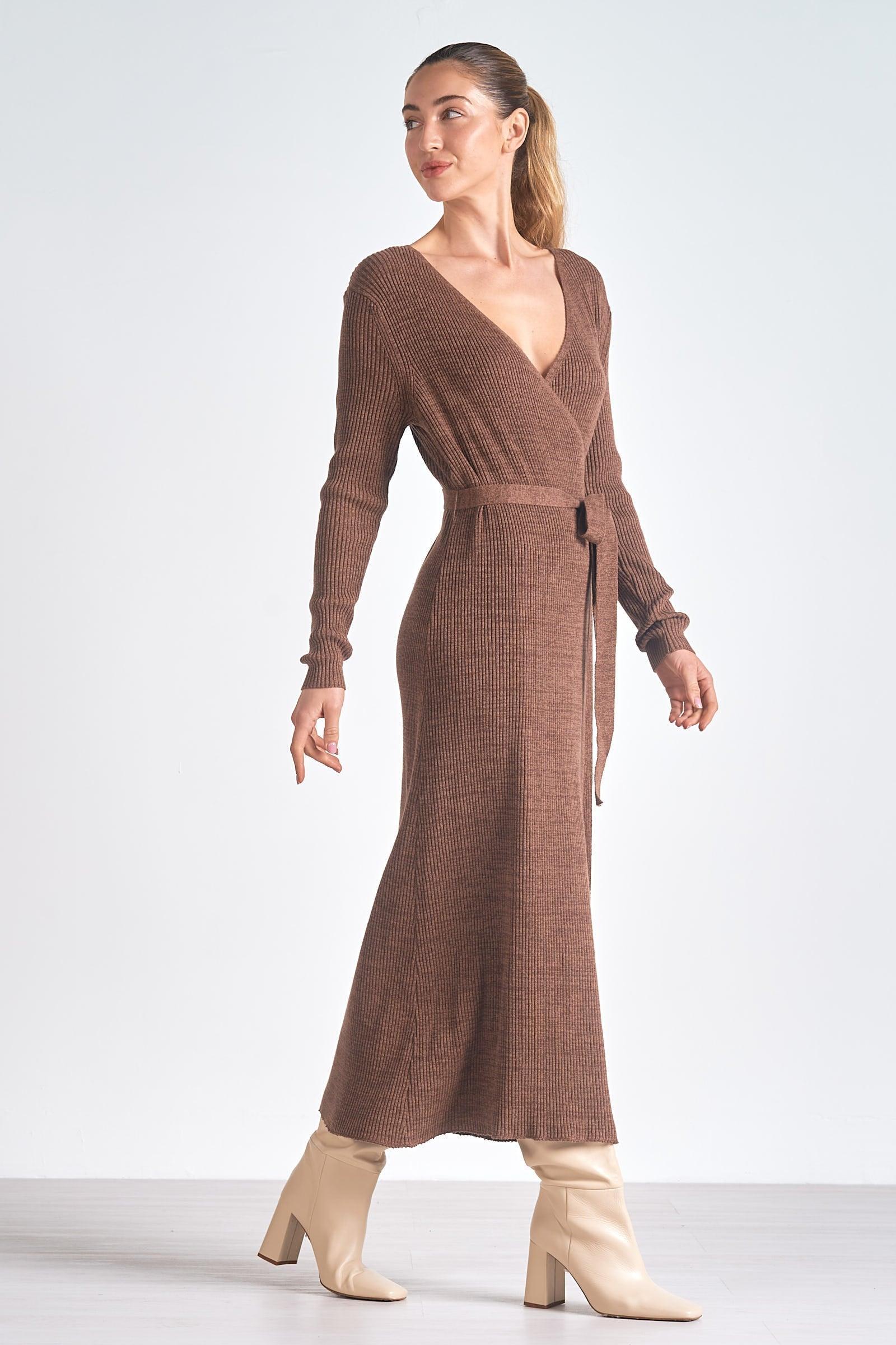 Sweater Wrap Dress Product Image