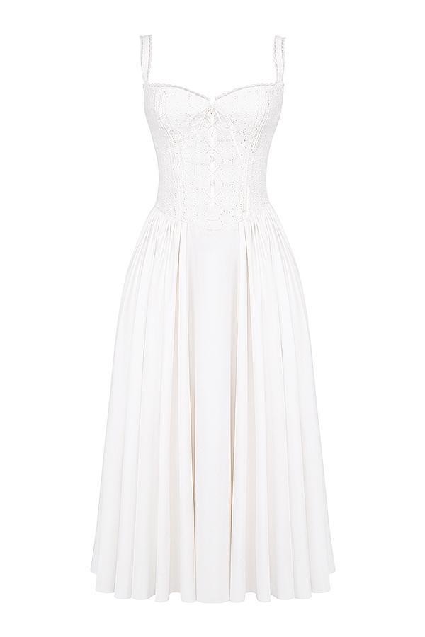 Milia  white broderie anglais & cotton midi dress Product Image