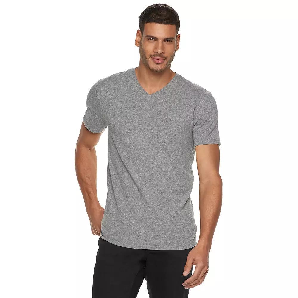 Men's Apt. 9® Premier Flex Short Sleeve V-Neck Tee, Size: Small, Light Gray Grey Product Image