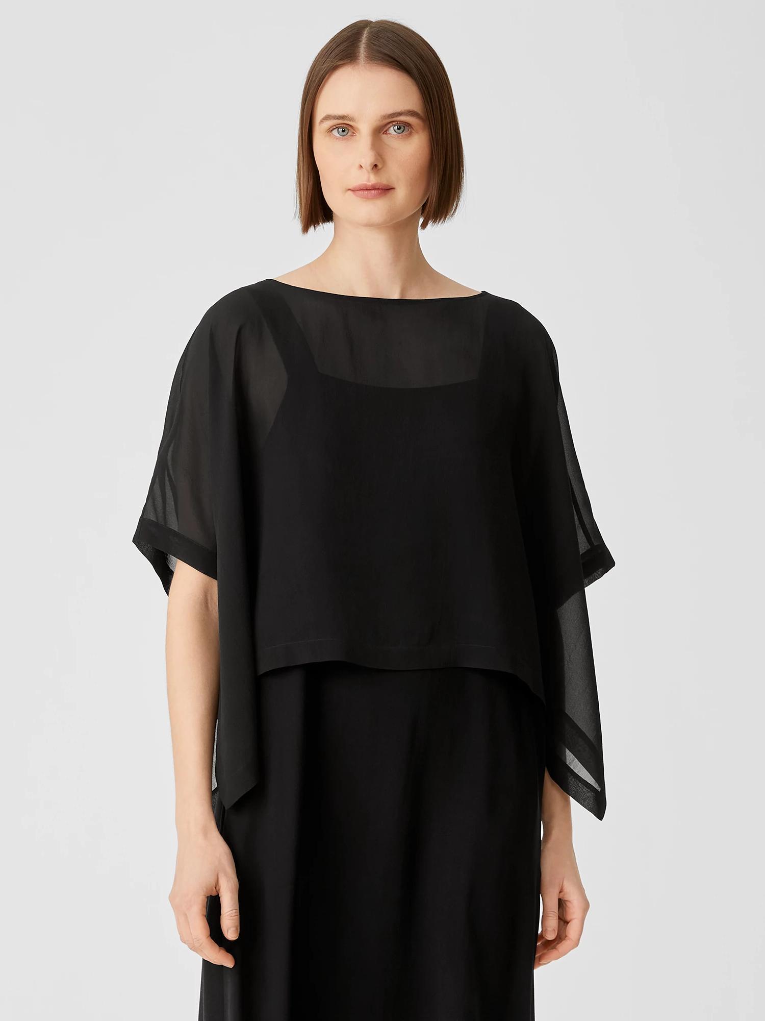 Sheer Silk Georgette Poncho Product Image