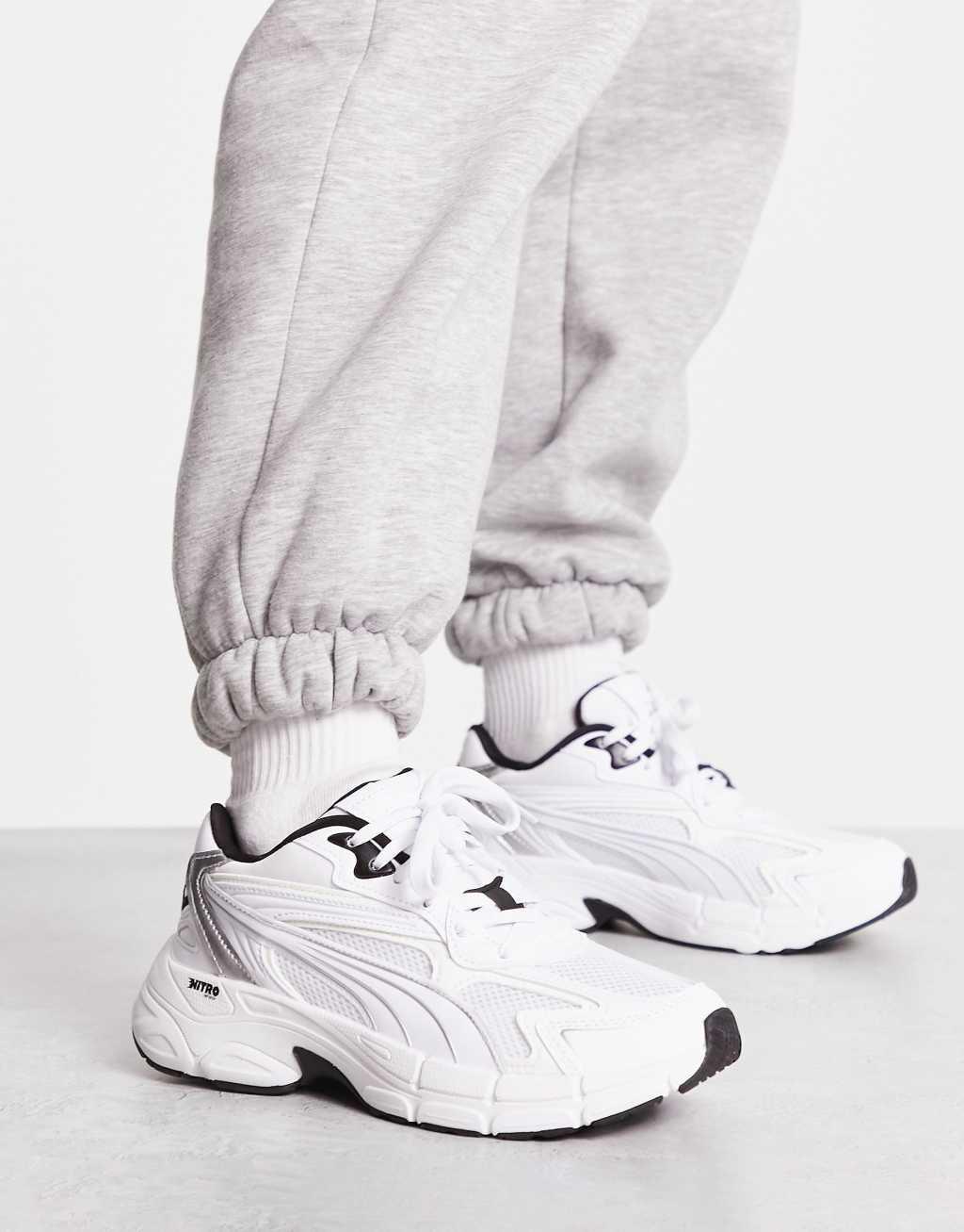 PUMA Teveris Nitro metallic sneakers in white with silver detail Product Image