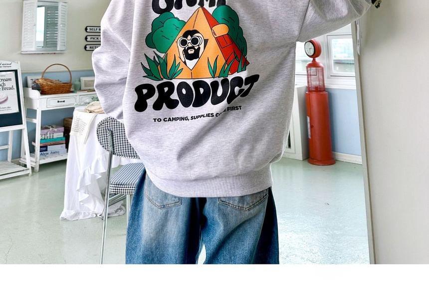 Cartoon Print Loose-Fit Sweatshirt Product Image