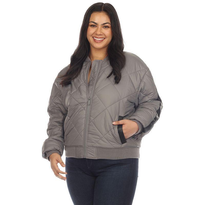 White Mark Plus Size Diamond Quilted Hooded Puffer Vest Product Image