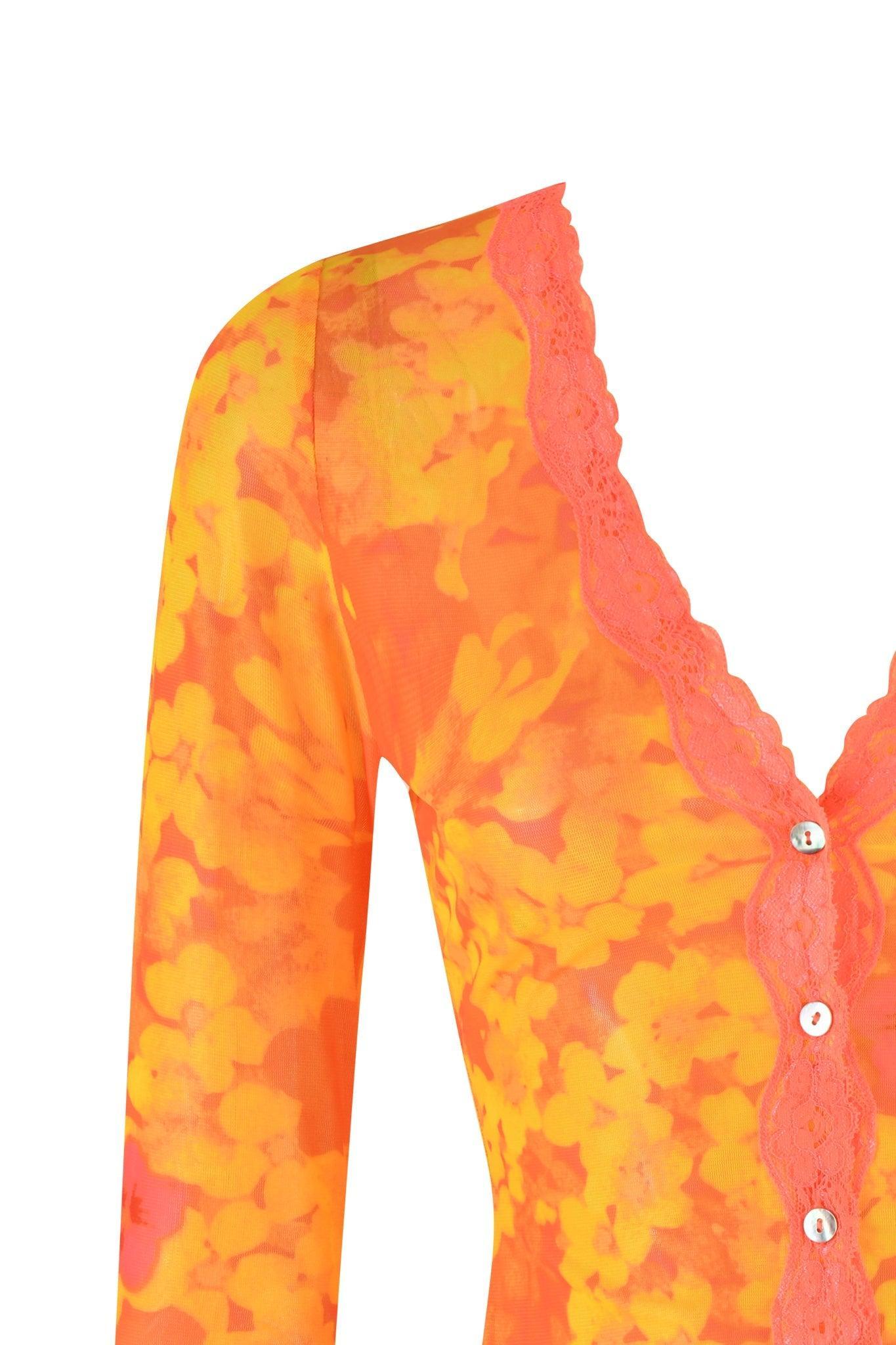 TASHI TOP - ORANGE : NEON FLORAL Product Image