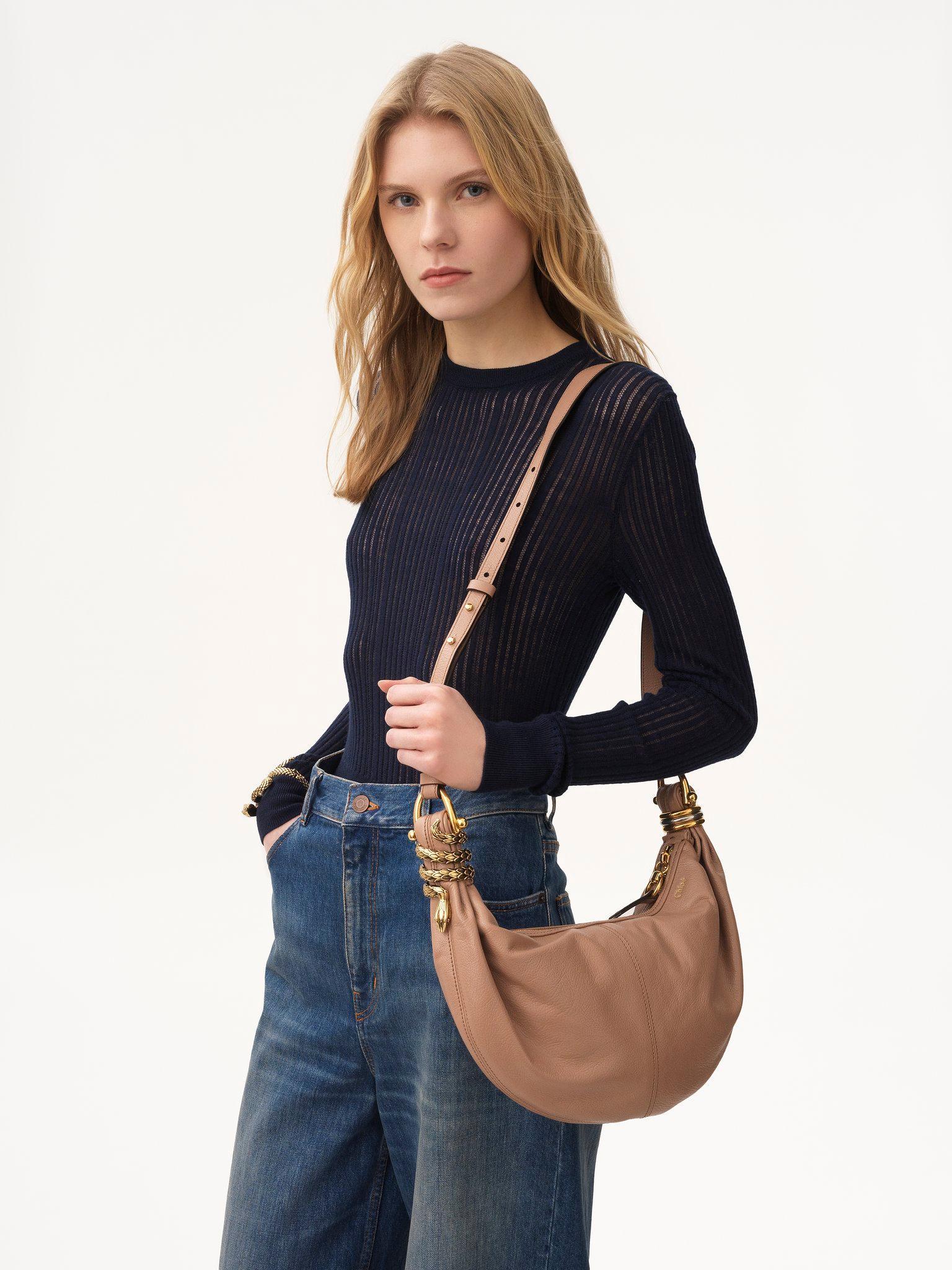 Small Snake Bracelet Hobo bag in grained leather Product Image