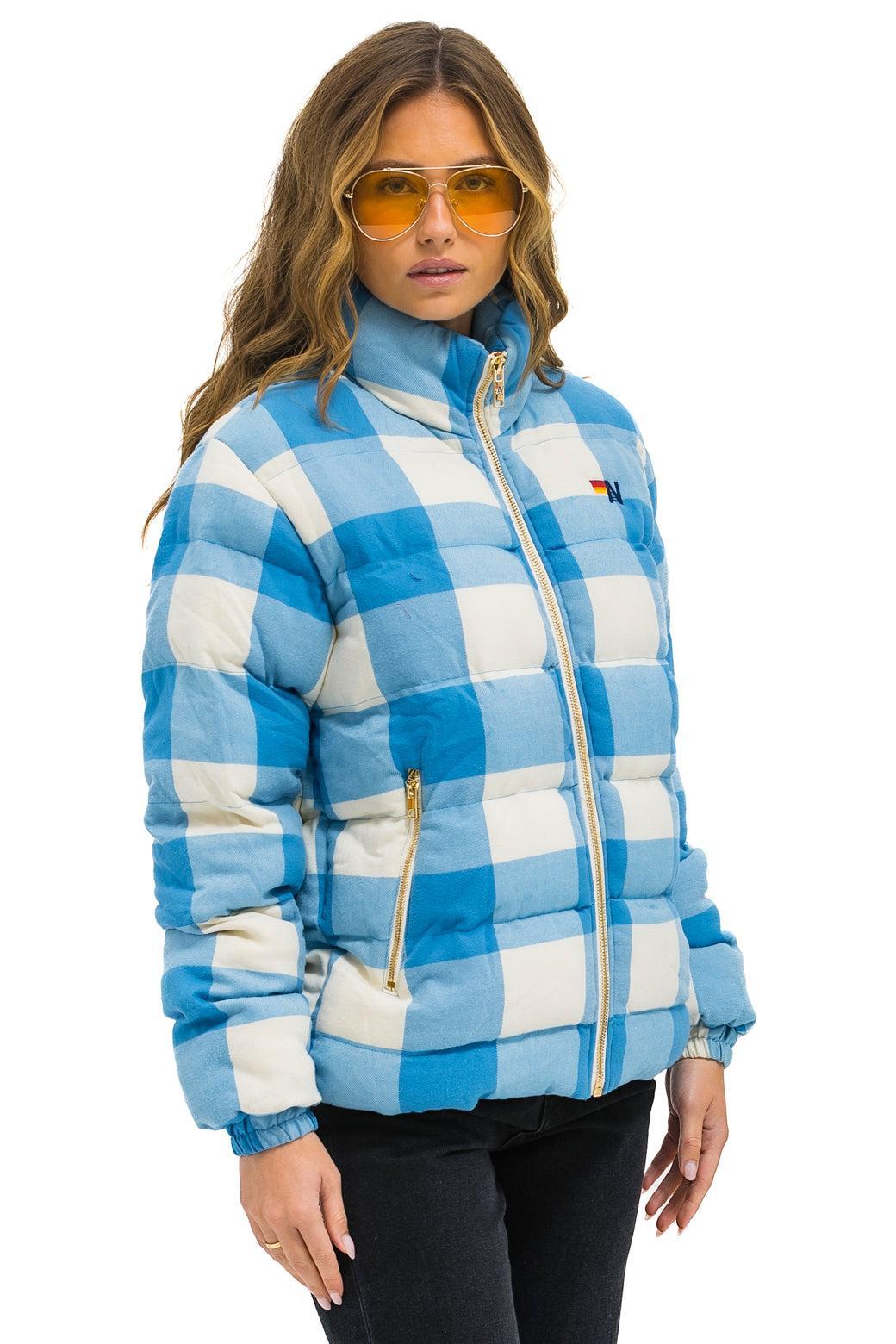 UNISEX PLAID TRAVELER JACKET - SKY PLAID Unisex Product Image